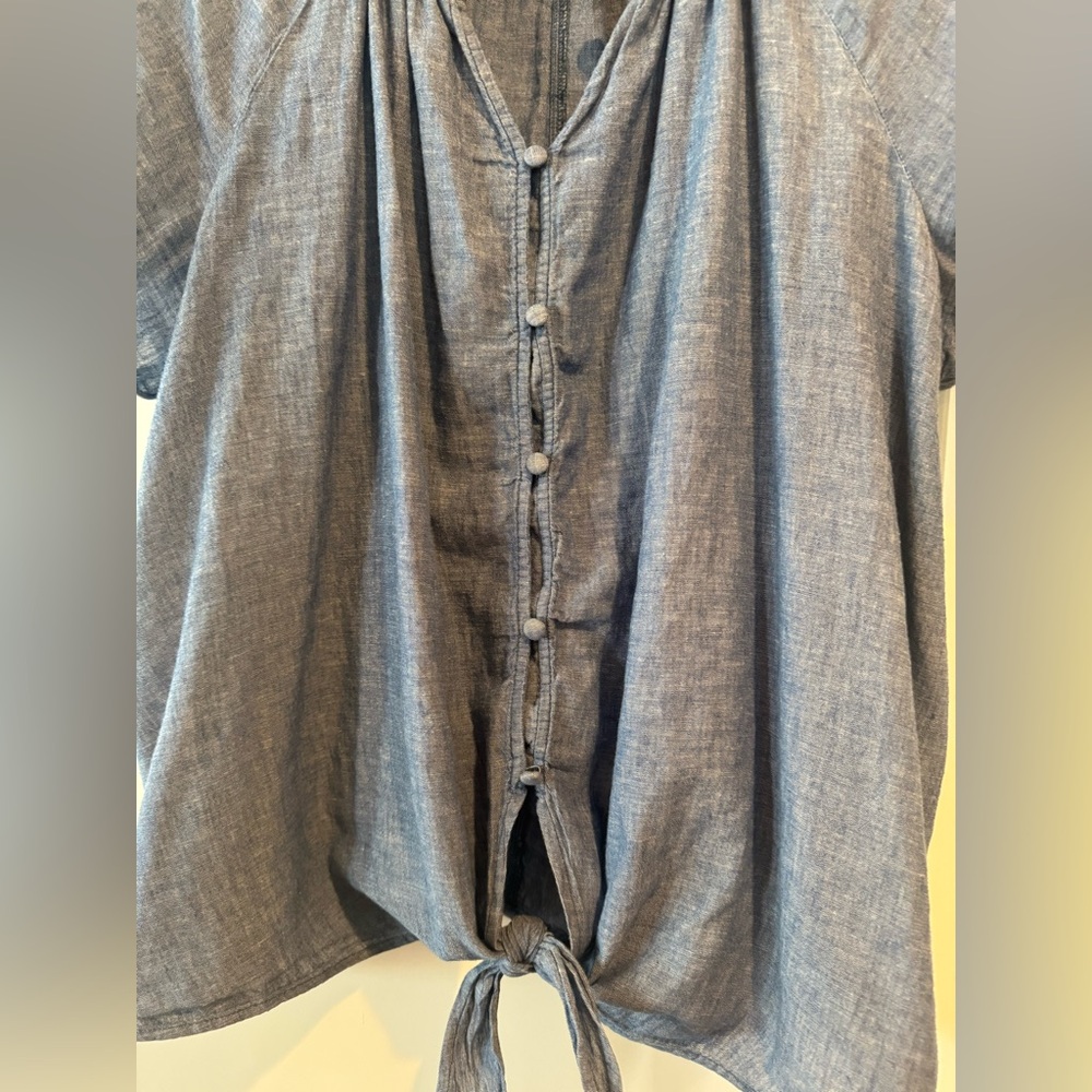 Lane Bryant Chambray Blue Blouse - Picture 2 of 5